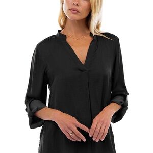 Naked Zebra V Neck Collar Band Blouse